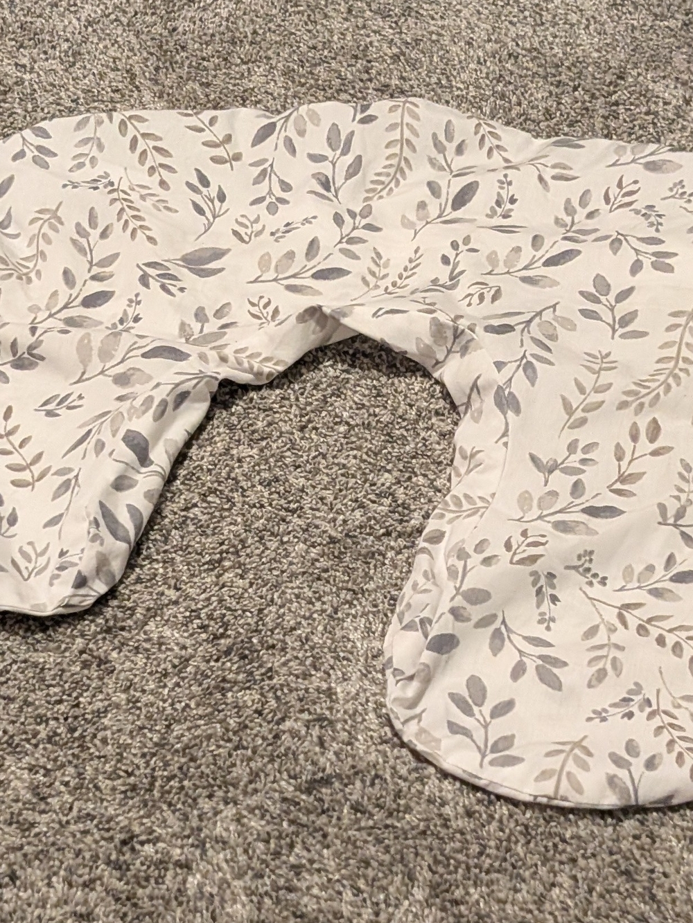 Boppy Nursing Pillow Cover in Gray and Cream Leaf Print